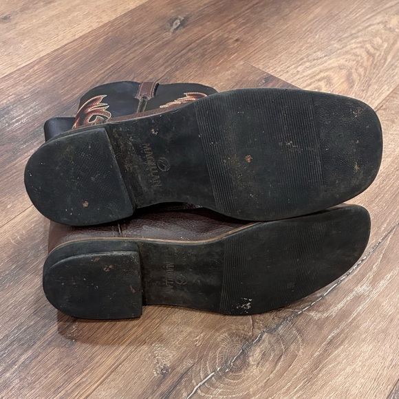 Magellan Outdoors Western Cowboy Brown Black Boots Youth Work Horse Size 5 Boy - Picture 8 of 10